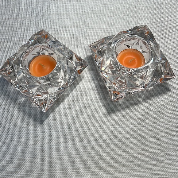 PartyLite Quad Prism 24% Lead Crystal Votive Tealight Candleholder P0129 retired